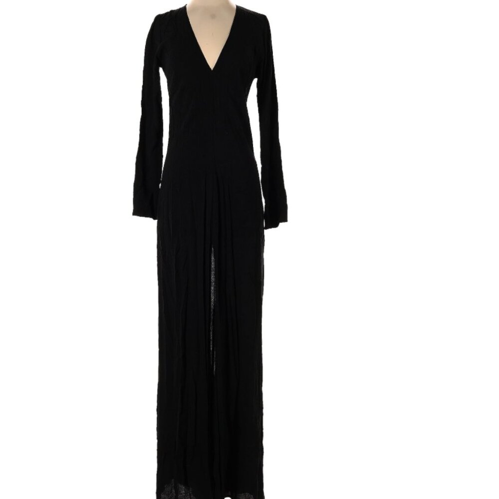 Reformation Black Maxi Dress with Plunge Neck and Slit